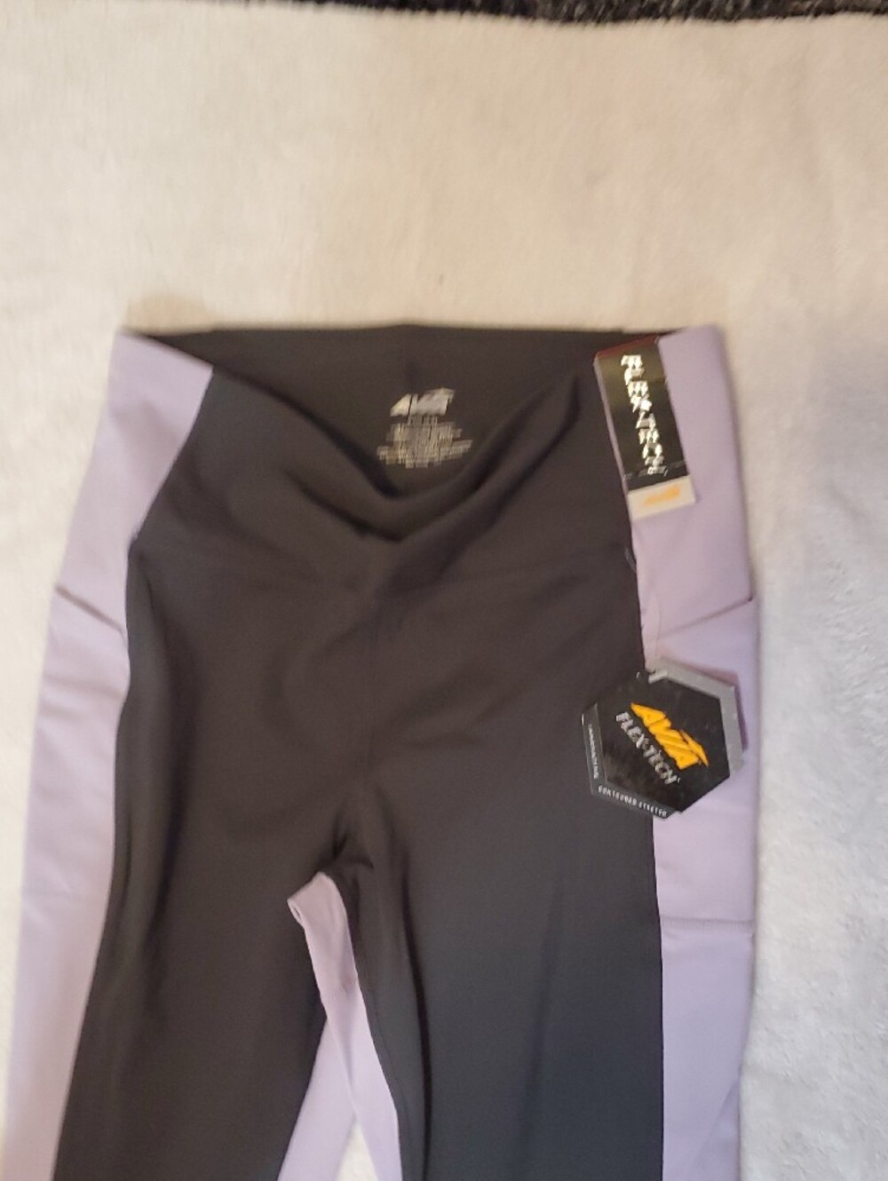 Avia Black Leggings with Lavender Side Panels - Picture 6 of 8